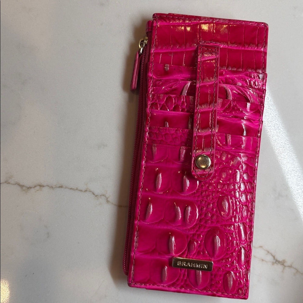 Pink Crocodile Embossed Brahmin Wallet